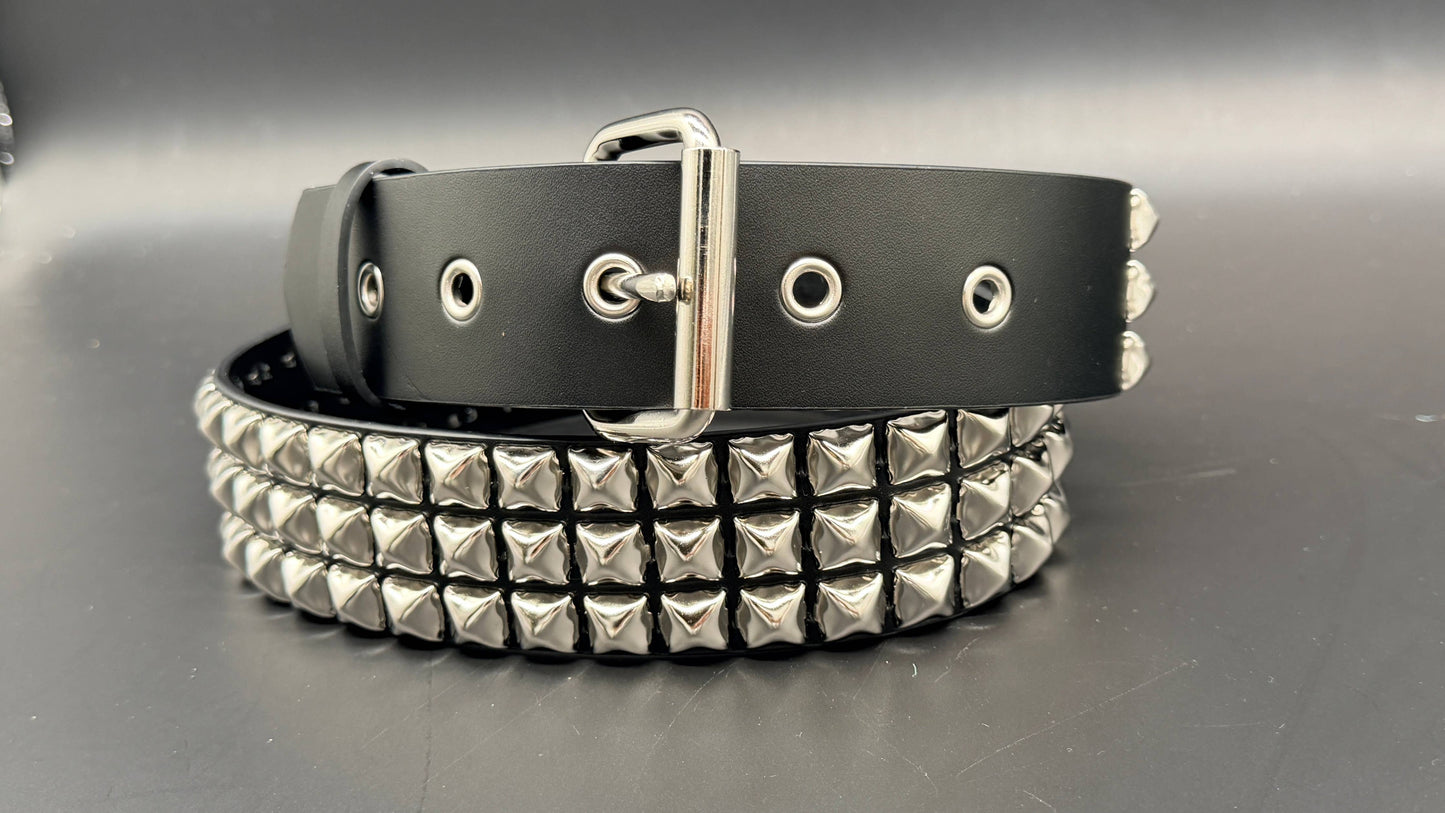 BT507 3 ROW STUDDED BELT WITH EYELET HOLE