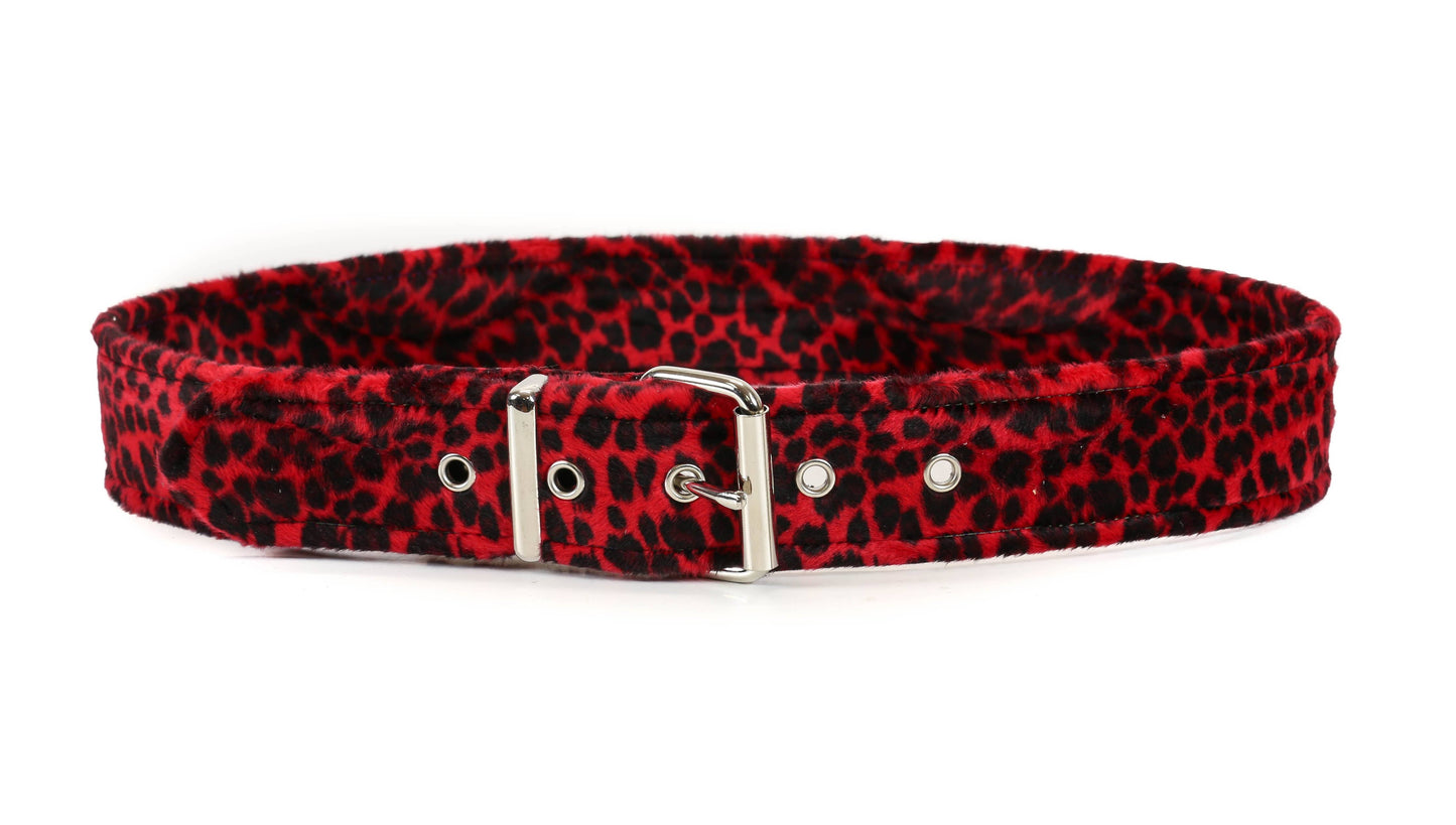 BT100L-RED 1 3/4" LEOPARD ANIMAL PRINT PLAIN BELT