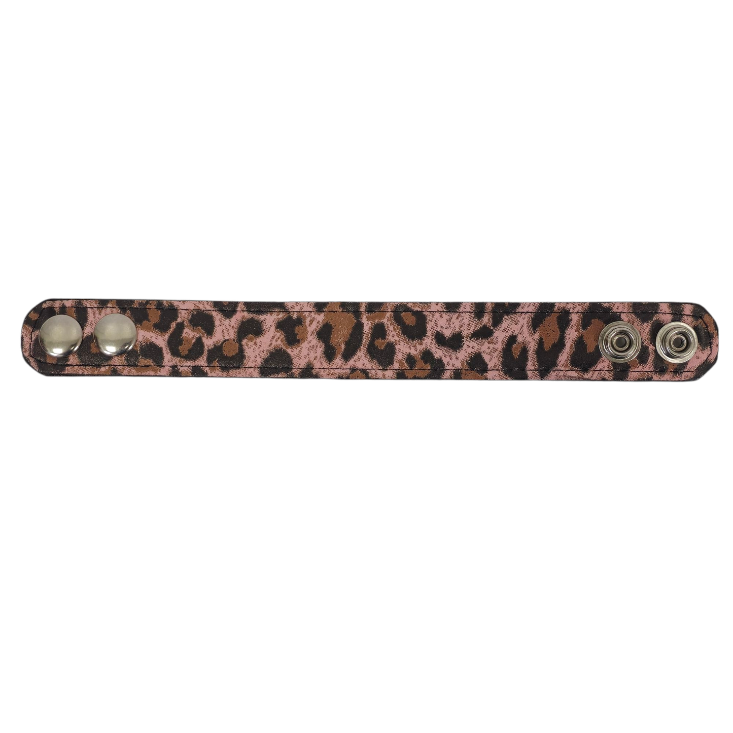 BC100CHEETAH GENUINE LEATHER LEOPARD CUFF SNAPPED BRACELET
