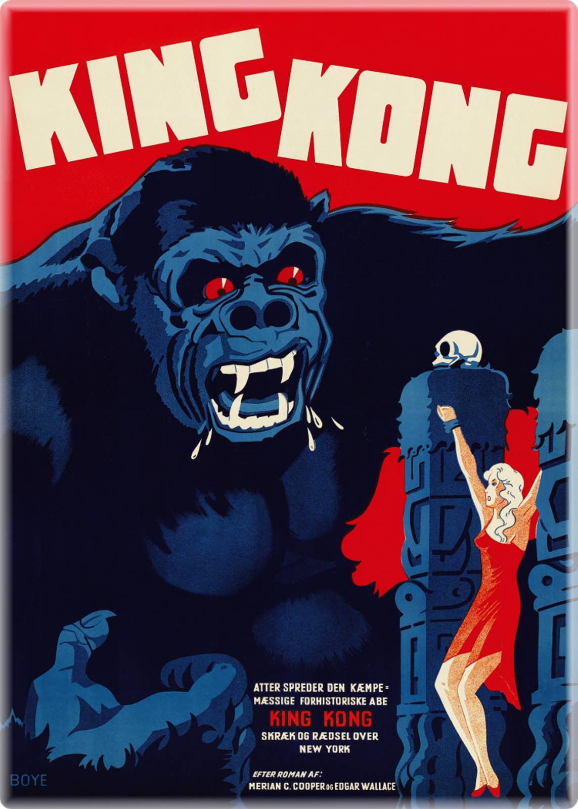 "King Kong" Vintage 1933 Danish Movie Poster Repro Magnet