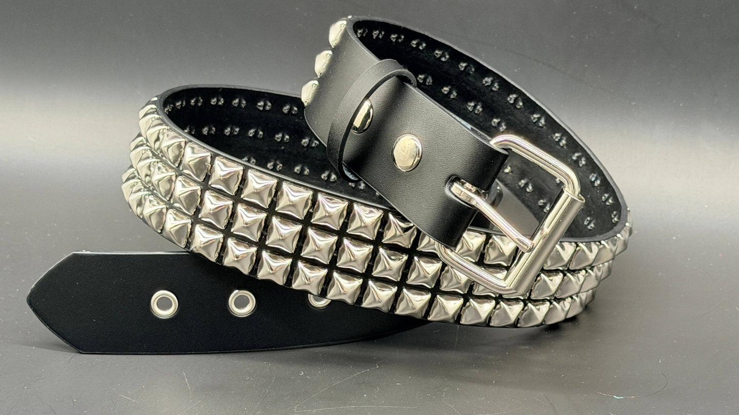 BT507 3 ROW STUDDED BELT WITH EYELET HOLE