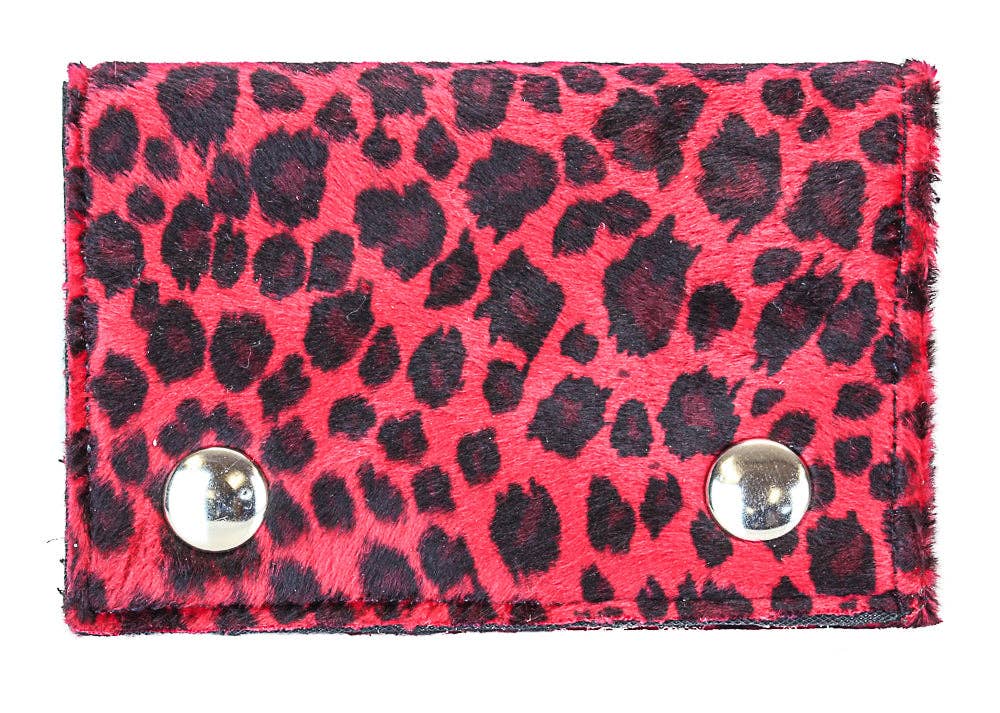 WF-LEO   FUZZY LEOPARD WALLET GEUINE LEATHER INSIDE