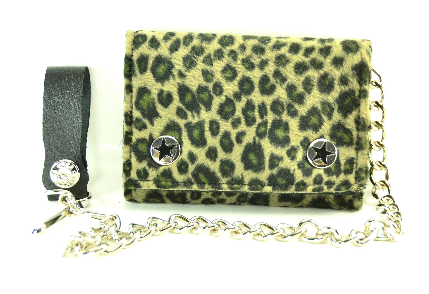 WF-LEO   FUZZY LEOPARD WALLET GEUINE LEATHER INSIDE