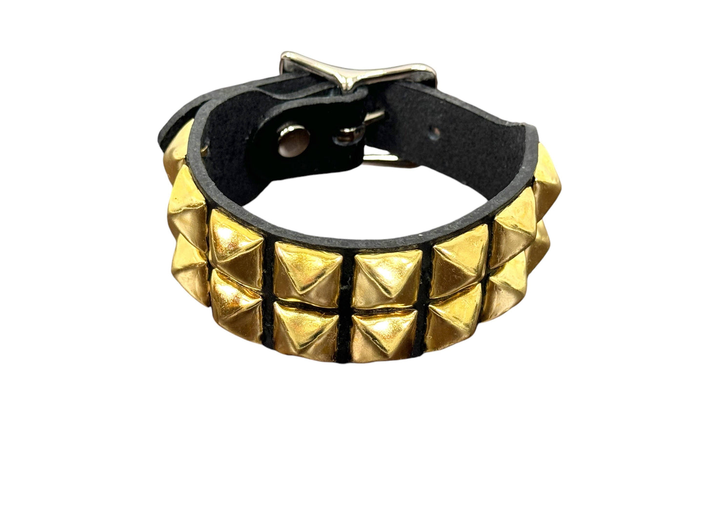 BC189 BUCKLE BRACELET WITH 2 ROW 1/2" PYRAMIDS