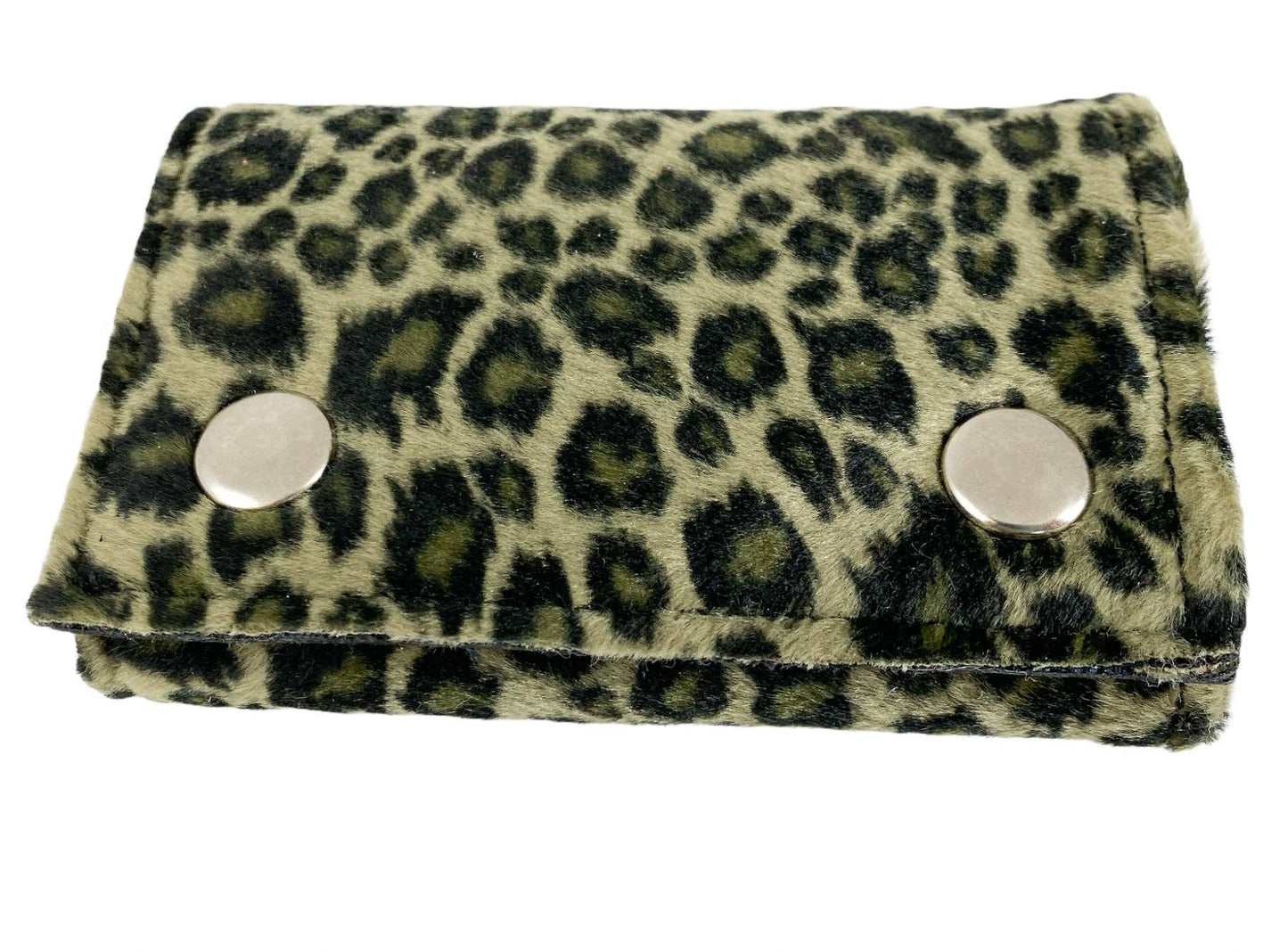 WF-LEO   FUZZY LEOPARD WALLET GEUINE LEATHER INSIDE
