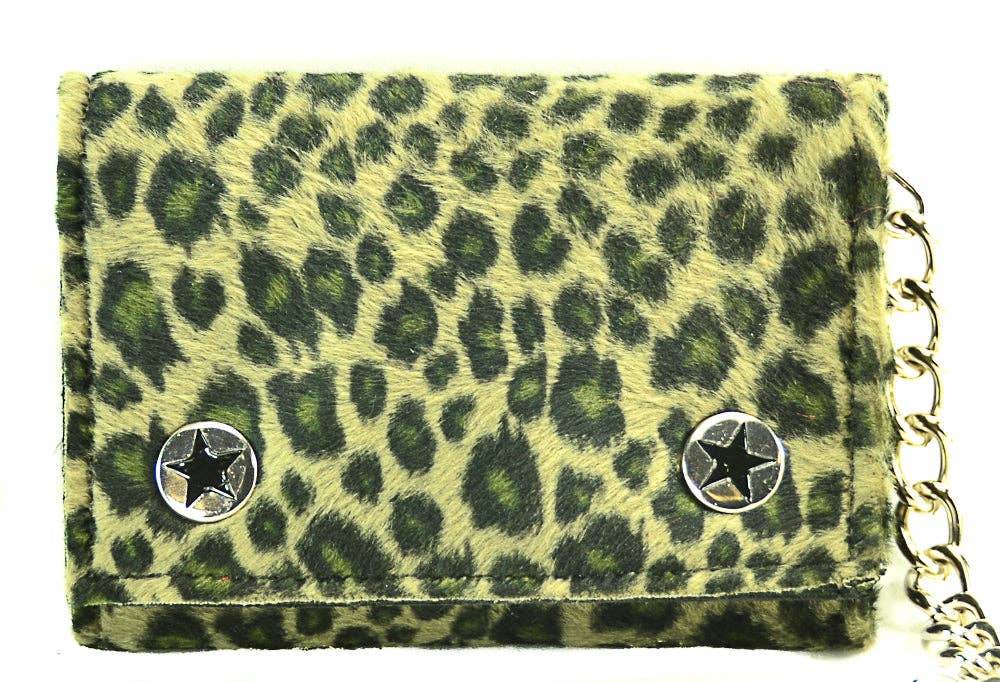 WF-LEO   FUZZY LEOPARD WALLET GEUINE LEATHER INSIDE