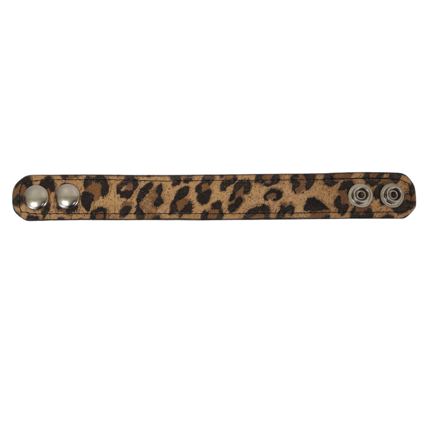 BC100CHEETAH GENUINE  LEATHER LEOPARD CUFF SNAPPED BRACELET