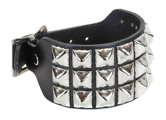 BUCKLE BRACELET WITH 3 ROW 1/2" PYRAMIDS