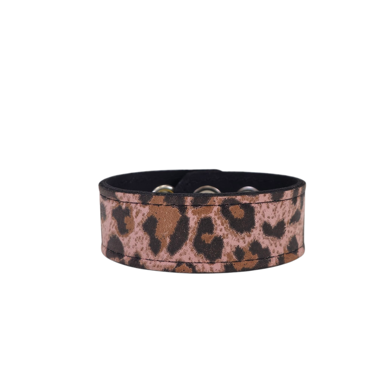 BC100CHEETAH GENUINE  LEATHER LEOPARD CUFF SNAPPED BRACELET