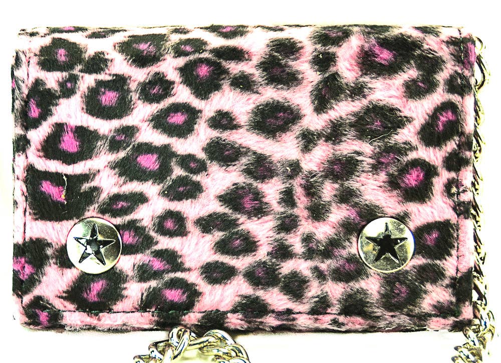 WF-LEO   FUZZY LEOPARD WALLET GEUINE LEATHER INSIDE