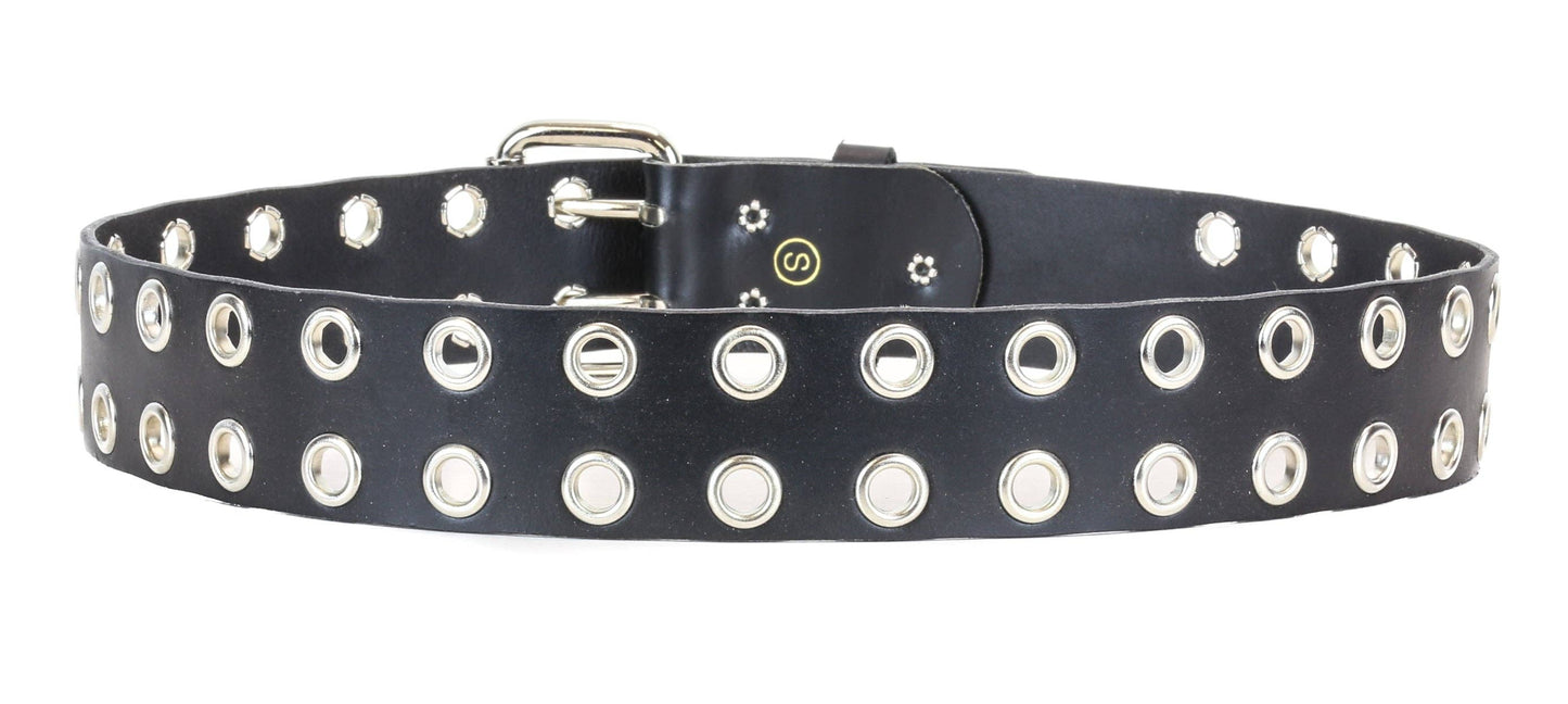 BT145US  USA TANNERY  \LEATHER BELT WITH 2 ROW 1" EYELETS GROMMET