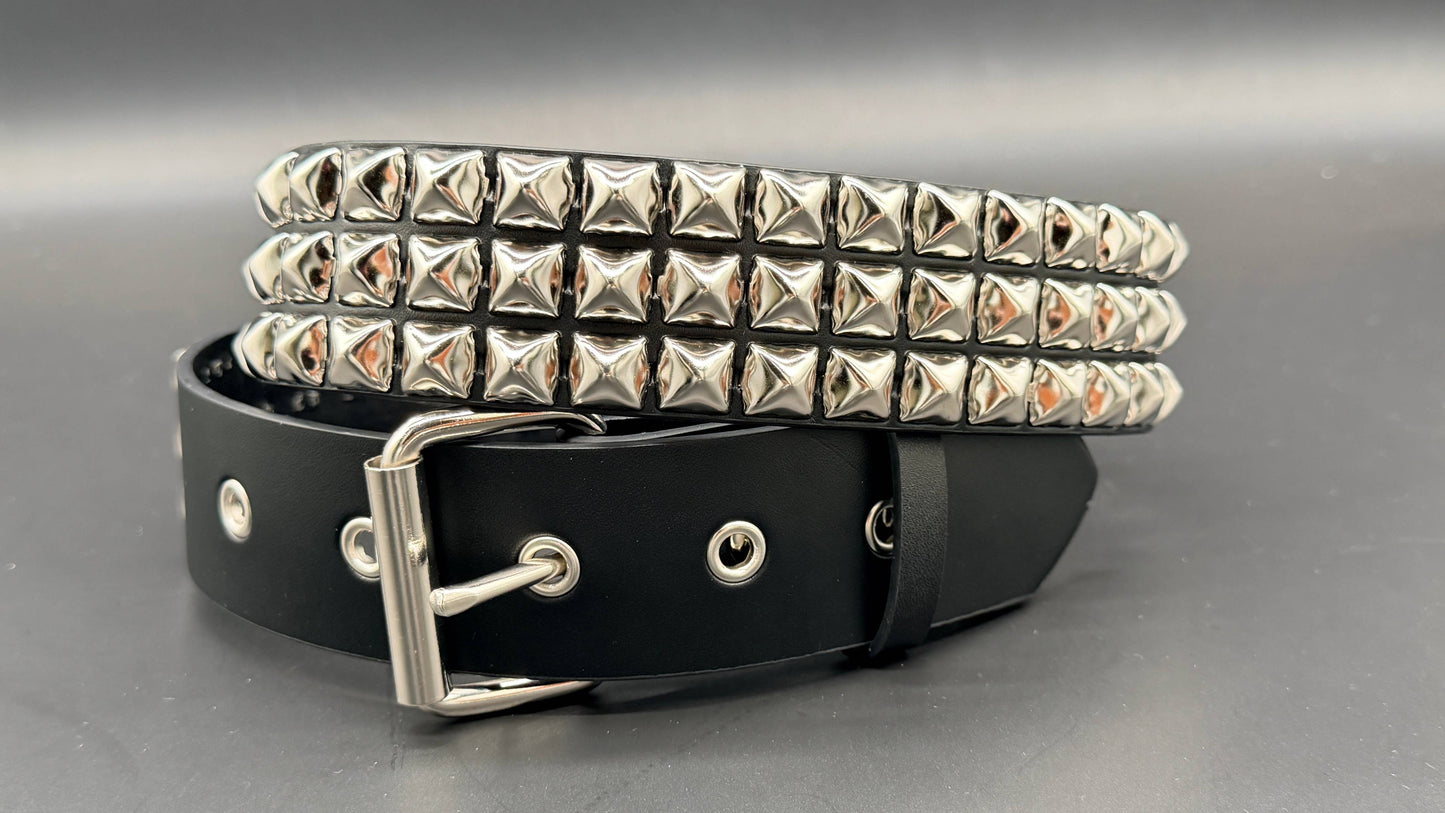 BT507 3 ROW STUDDED BELT WITH EYELET HOLE