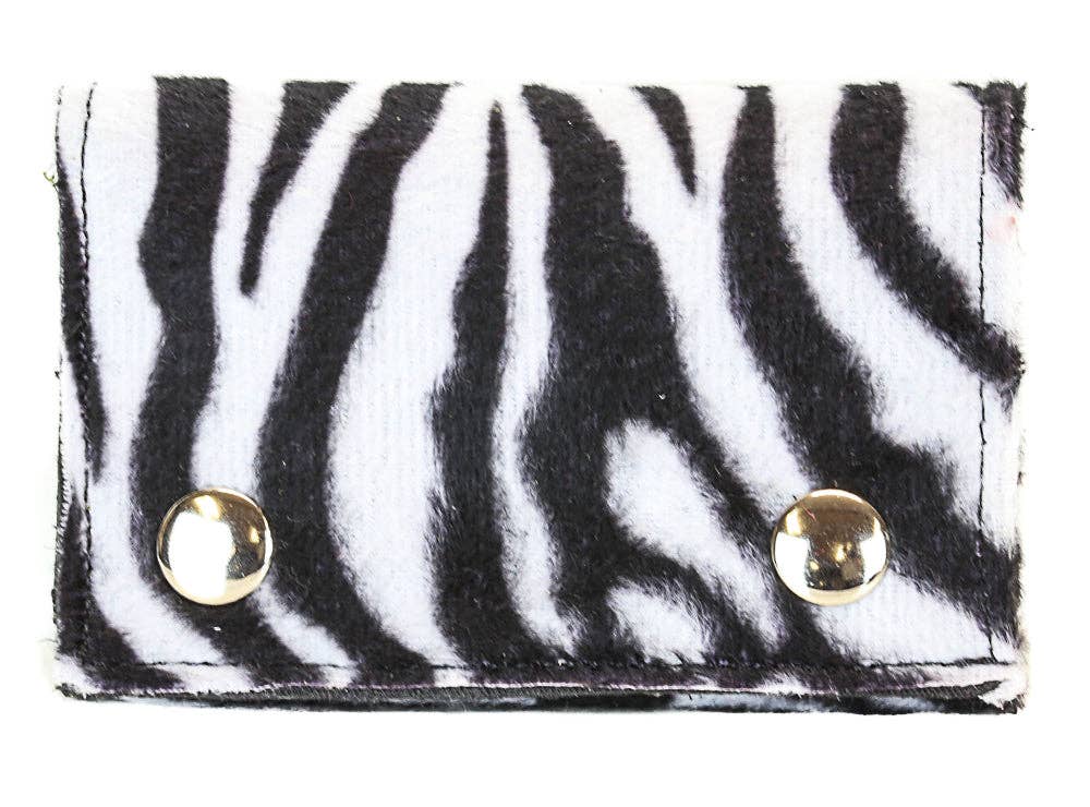 WF-LEO   FUZZY LEOPARD WALLET GEUINE LEATHER INSIDE