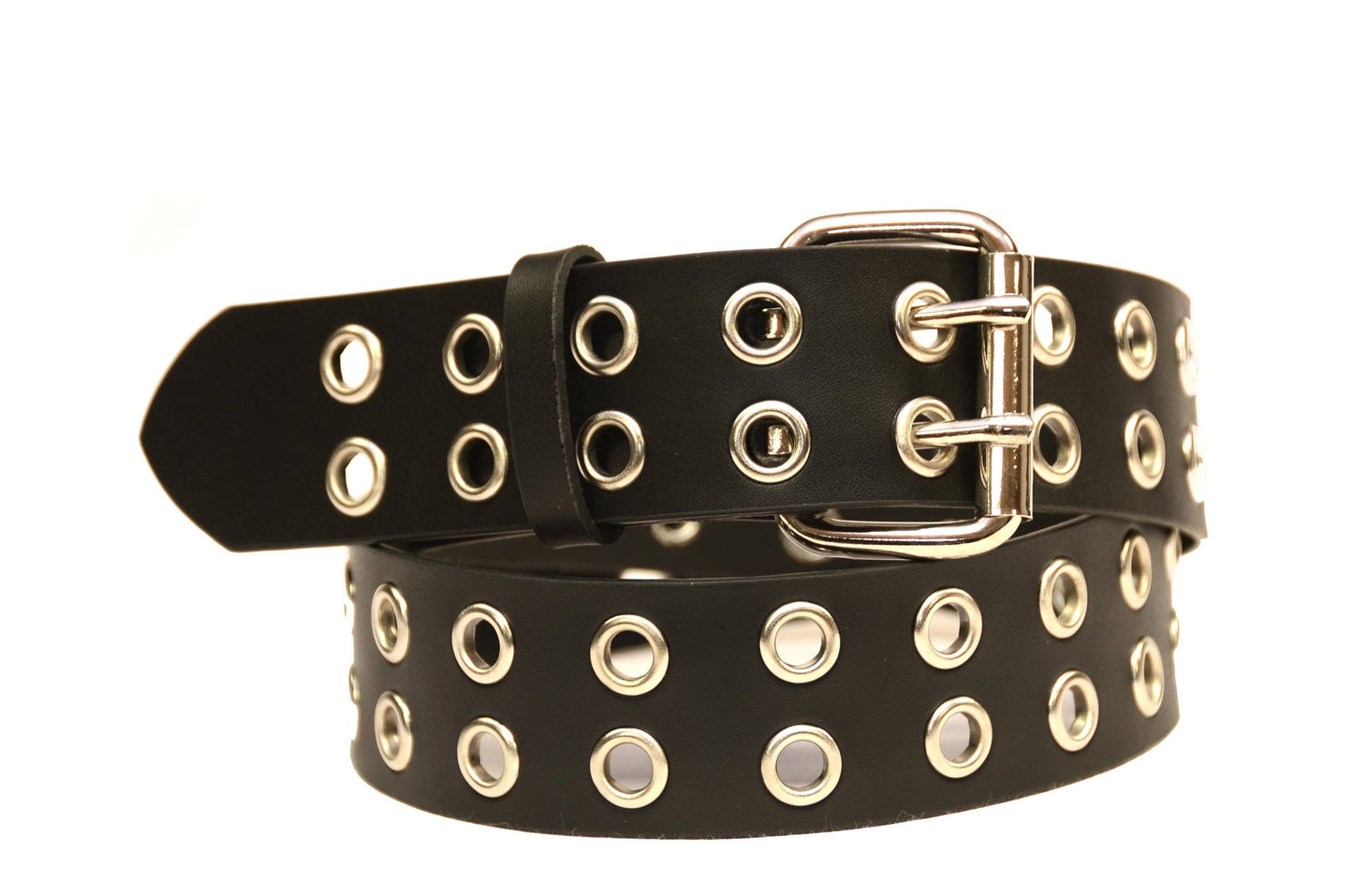 BT145US  USA TANNERY  \LEATHER BELT WITH 2 ROW 1" EYELETS GROMMET