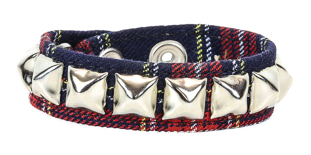PLAID ONE ROW STUDDED BRACELET BC194PD