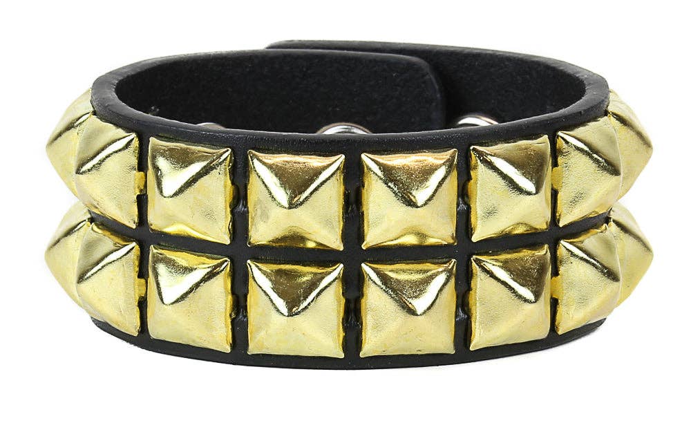 BC112 2 ROW 1/2" PYRAMID SNAP BRACELET