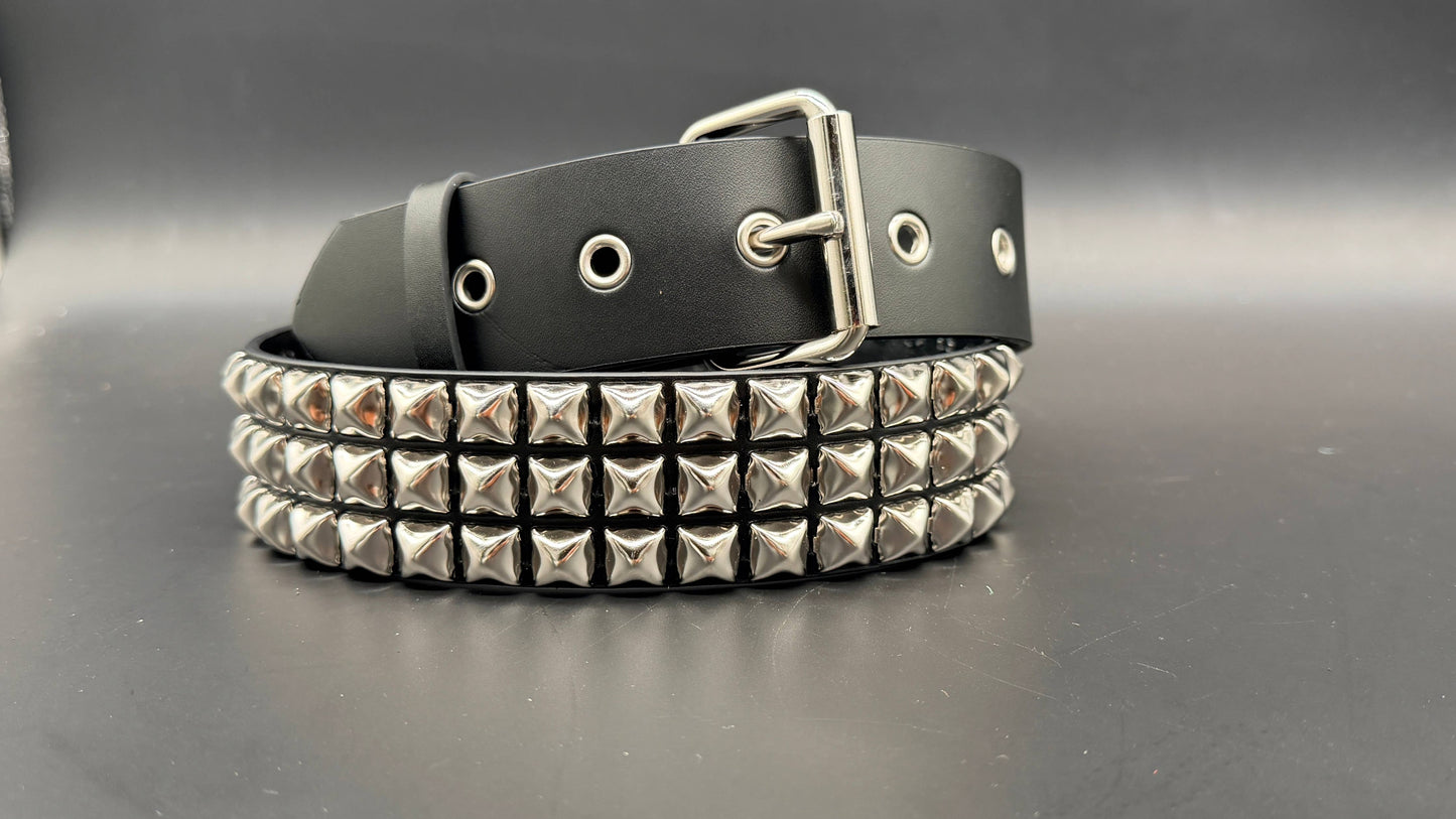 BT507 3 ROW STUDDED BELT WITH EYELET HOLE