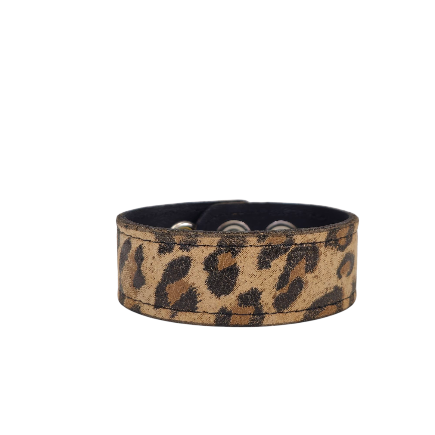 BC100CHEETAH GENUINE  LEATHER LEOPARD CUFF SNAPPED BRACELET