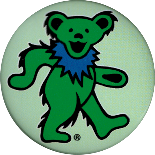 Grateful Dead - Green Jerry Bear Pin-on Button - 1.25 Inch