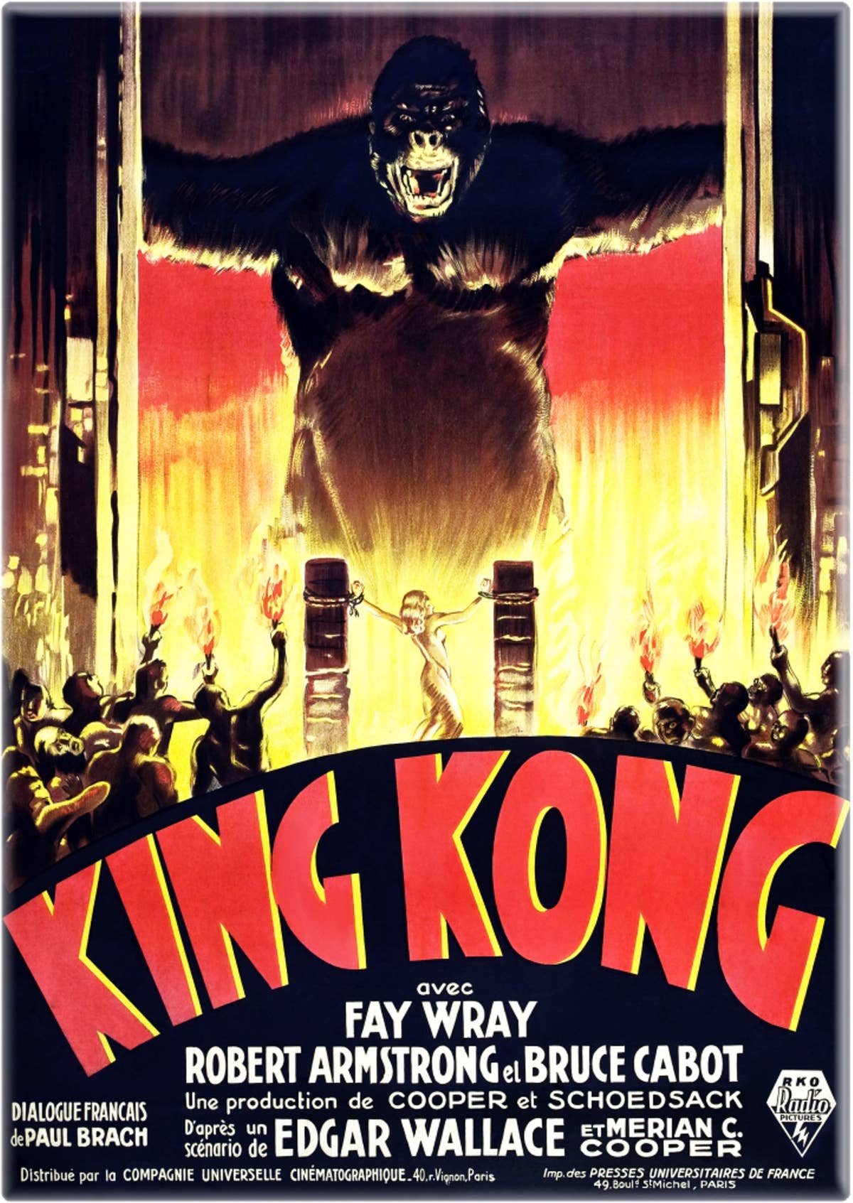 King Kong - Vintage 1933 French Movie Poster Repro Magnet