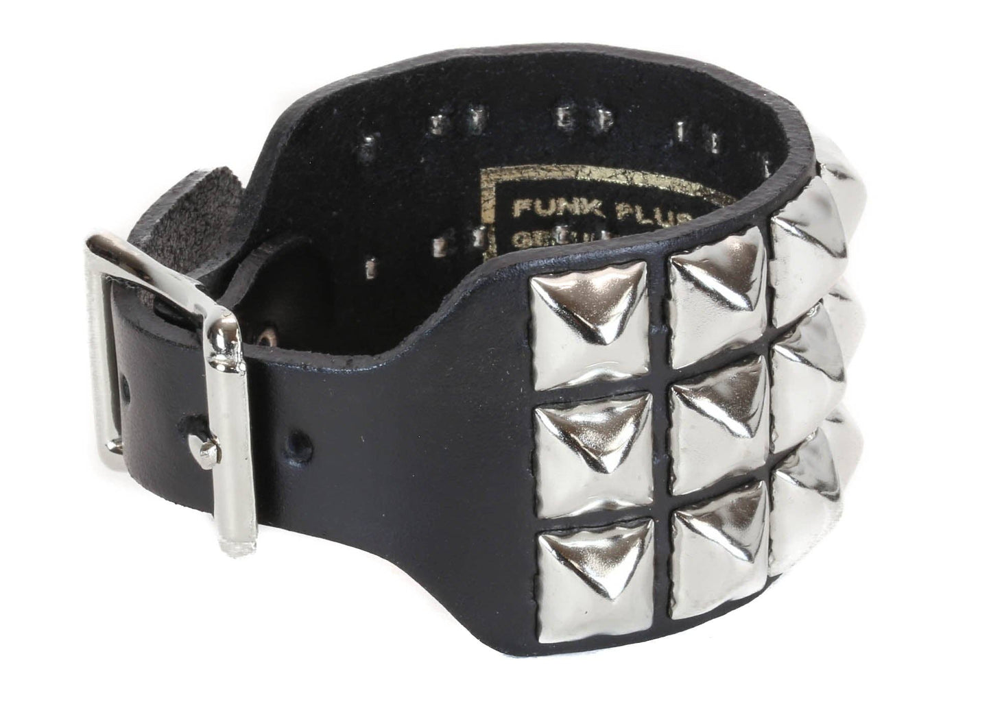 BUCKLE BRACELET WITH 3 ROW 1/2" PYRAMIDS