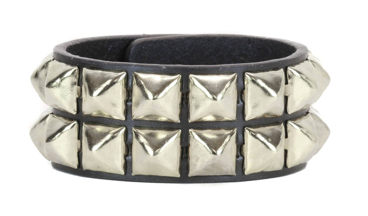 BC112 2 ROW 1/2" PYRAMID SNAP BRACELET