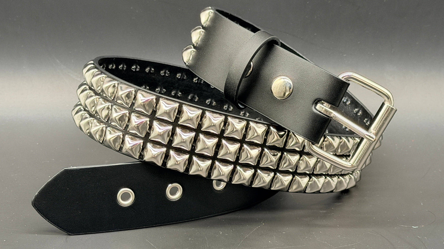 BT507 3 ROW STUDDED BELT WITH EYELET HOLE