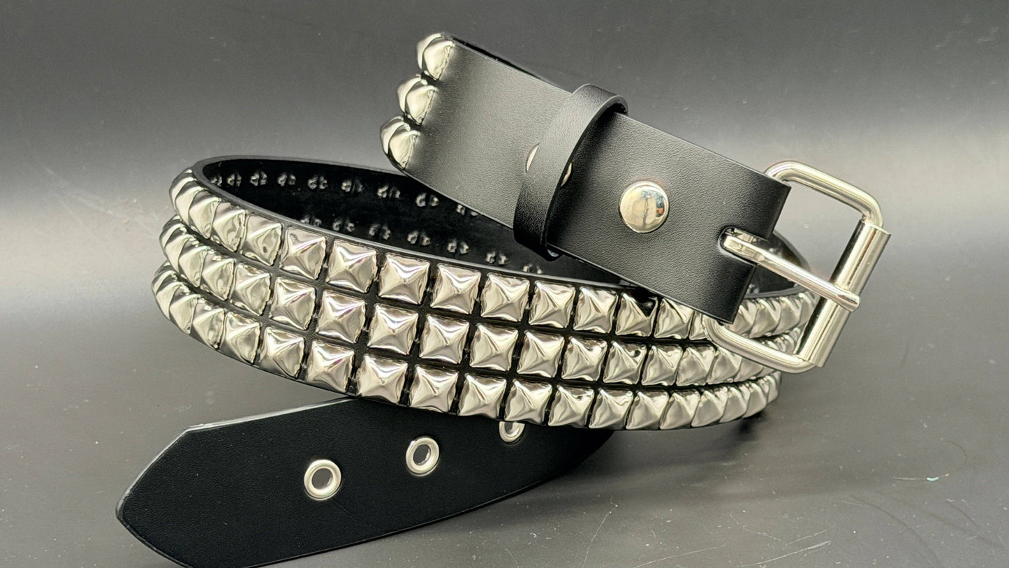 BT507 3 ROW STUDDED BELT WITH EYELET HOLE