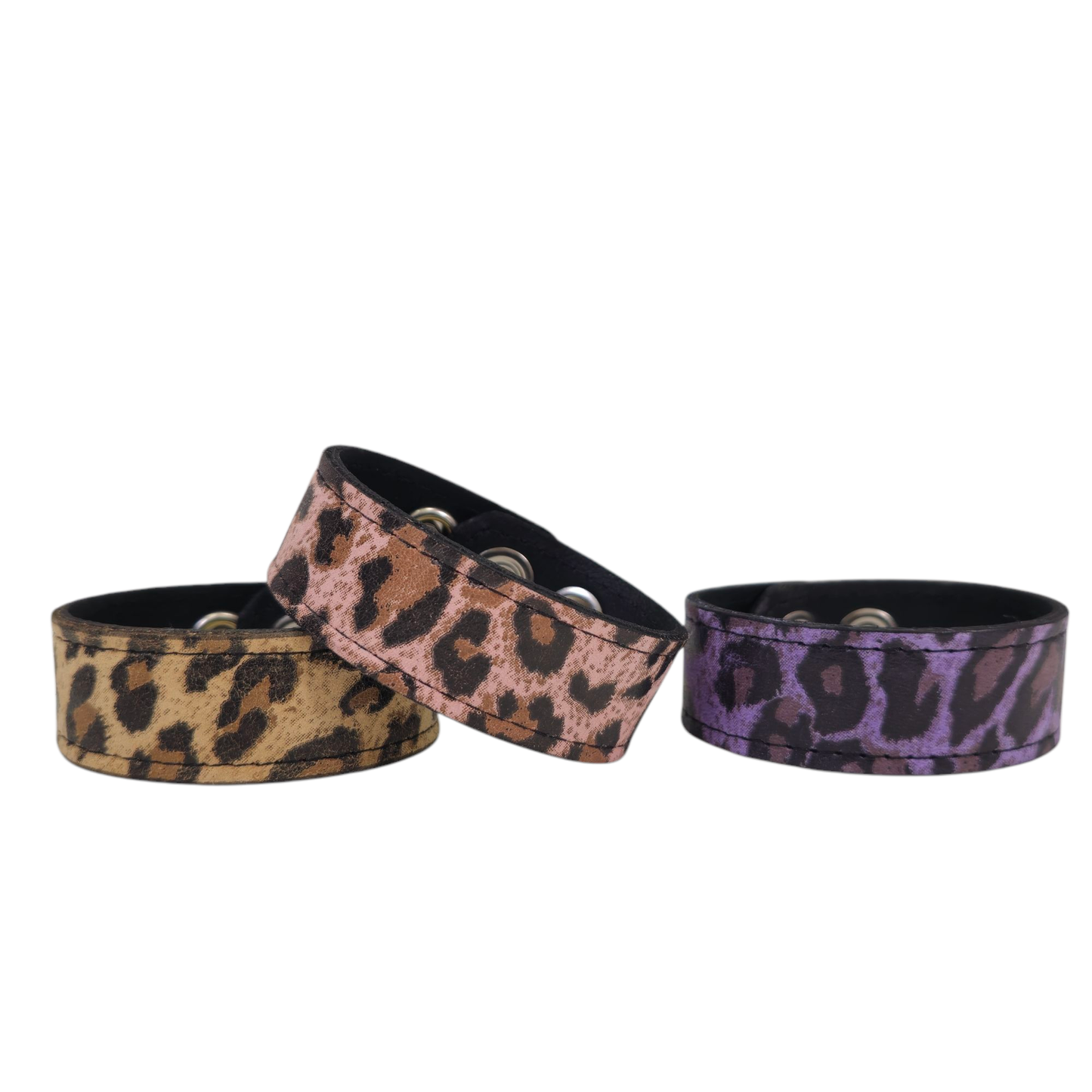 BC100CHEETAH GENUINE  LEATHER LEOPARD CUFF SNAPPED BRACELET