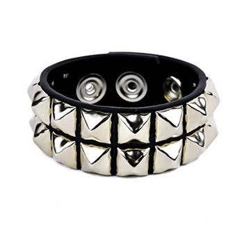 BC112 2 ROW 1/2" PYRAMID SNAP BRACELET