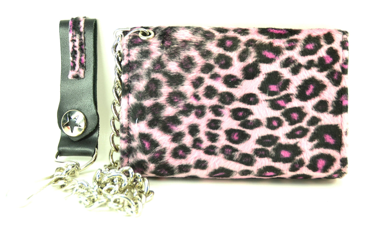 WF-LEO   FUZZY LEOPARD WALLET GEUINE LEATHER INSIDE
