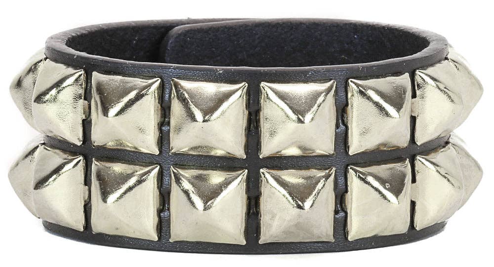 BC112 2 ROW 1/2" PYRAMID SNAP BRACELET