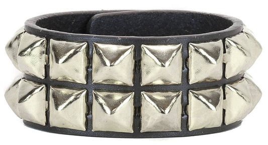 BC112 2 ROW 1/2" PYRAMID SNAP BRACELET