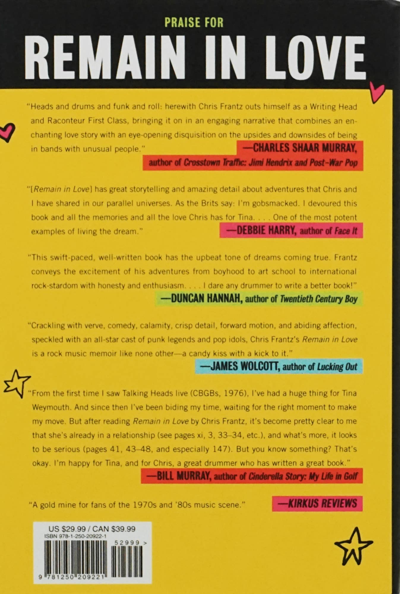 Book - Talking Heads "Remain In Love" By Chris Frantz