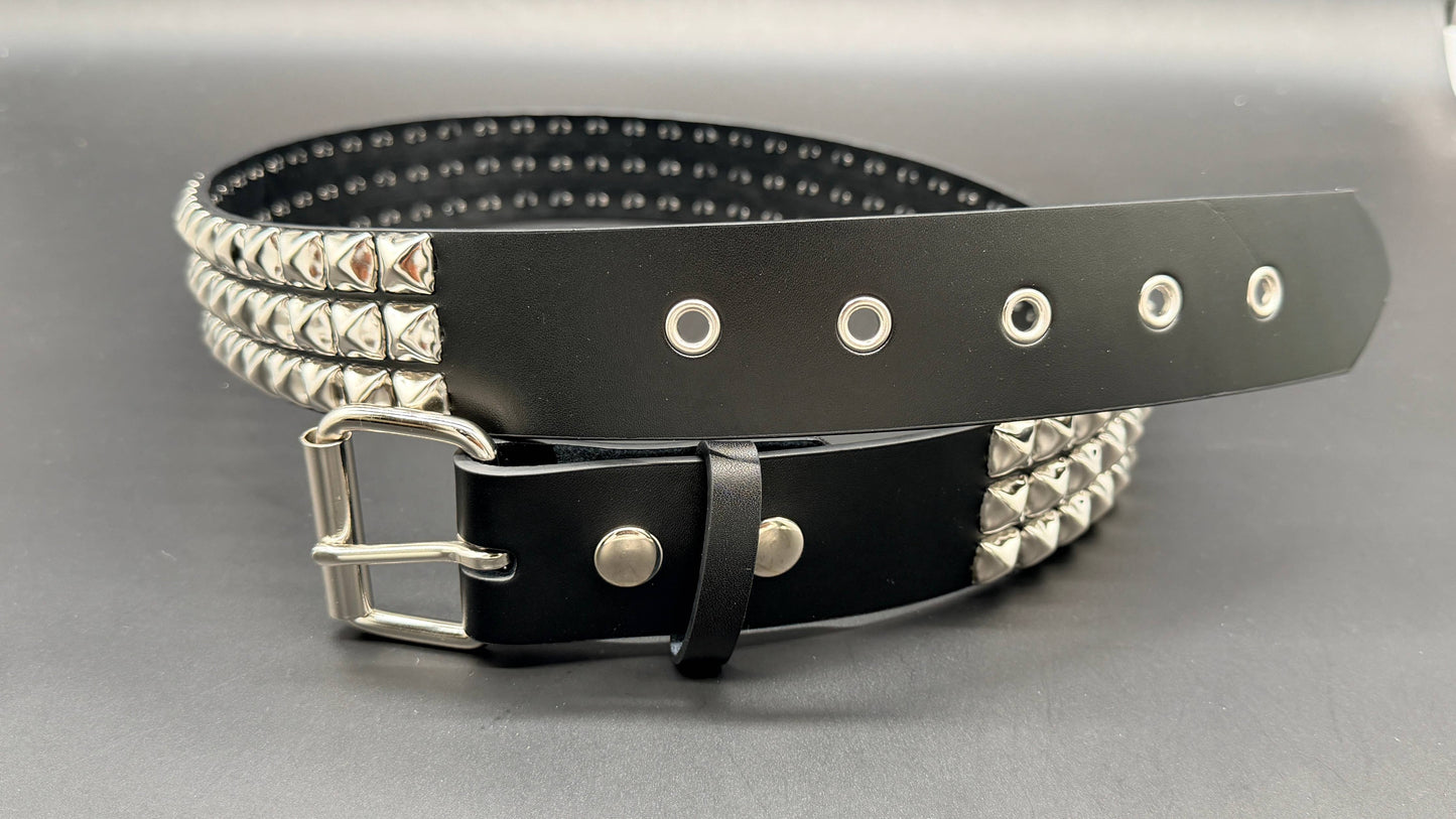 BT507 3 ROW STUDDED BELT WITH EYELET HOLE