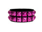 BC112 METALLIC COLOR  3 ROW 1/2" PYRAMID STUD SNAP BRACELET