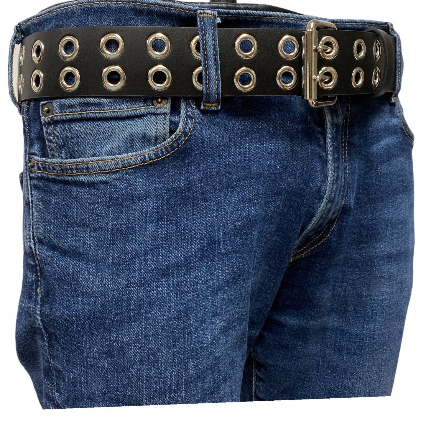 BT145US  USA TANNERY  \LEATHER BELT WITH 2 ROW 1" EYELETS GROMMET