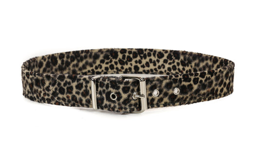 BT100L-BRN 1 3/4" LEOPARD ANIMAL PRINT PLAIN BELT